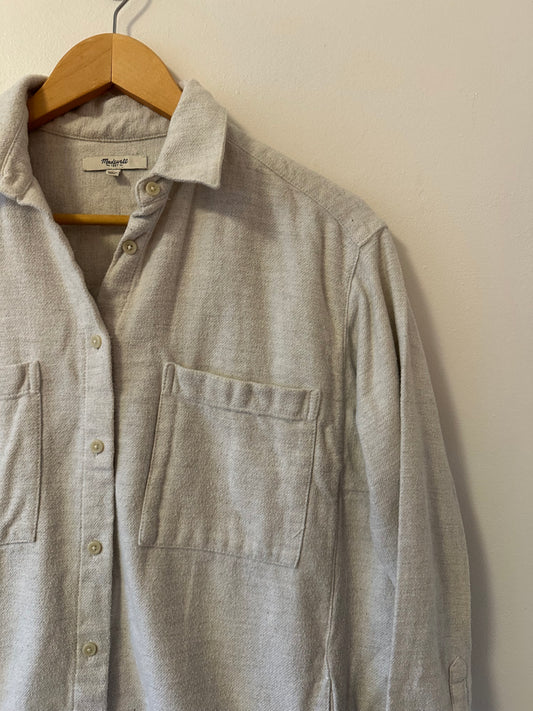 Madewell Oversized Flannel Shirt Jacket in Oatmeal | Size Small