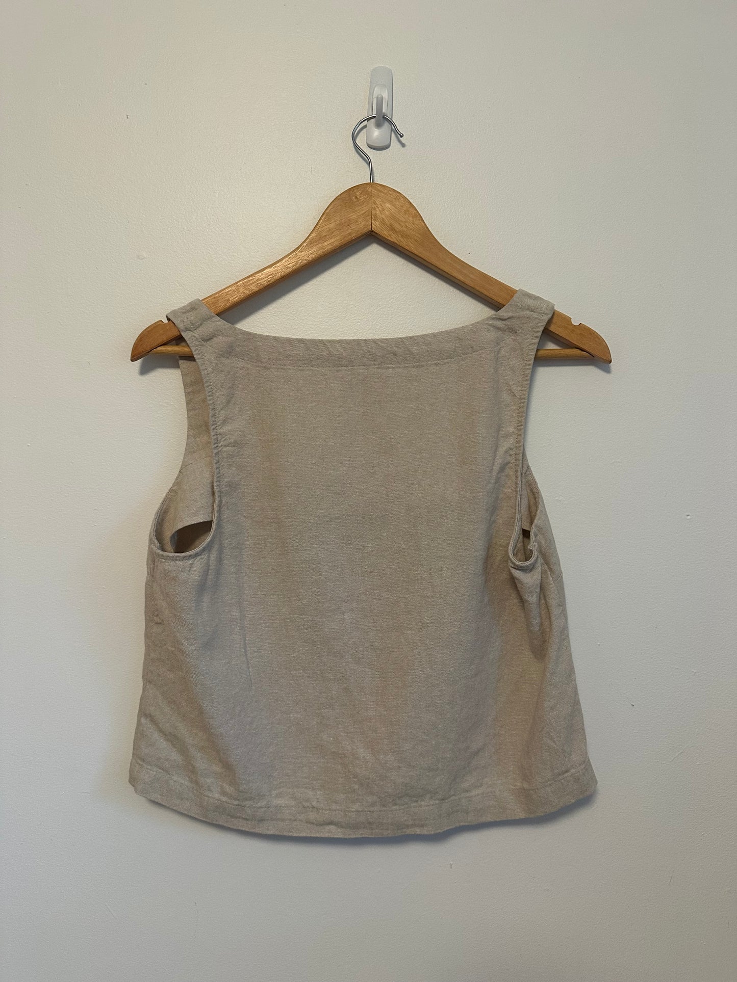 Old Navy Natural Beige Linen Blend Square Neck Tank Top | Size Medium