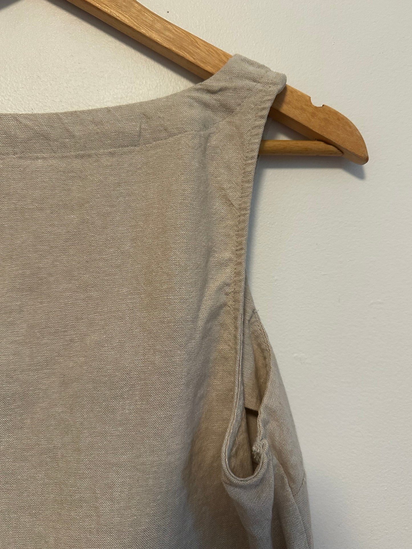 Old Navy Natural Beige Linen Blend Square Neck Tank Top | Size Medium