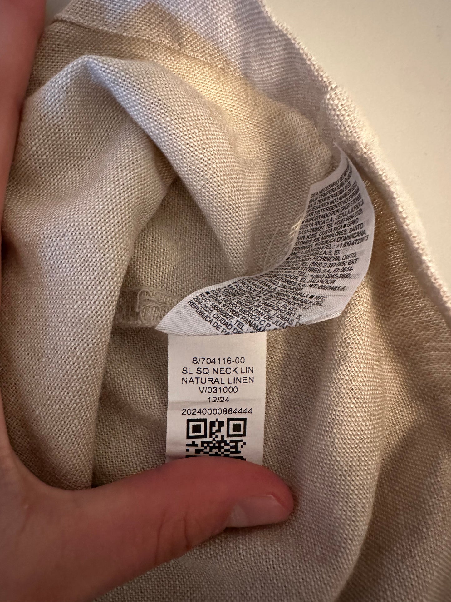 Old Navy Natural Beige Linen Blend Square Neck Tank Top | Size Medium