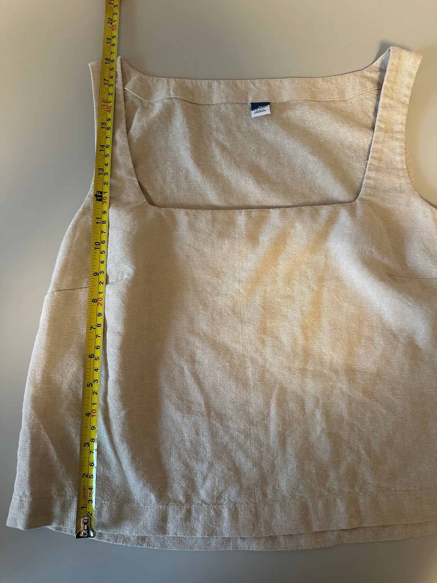 Old Navy Natural Beige Linen Blend Square Neck Tank Top | Size Medium