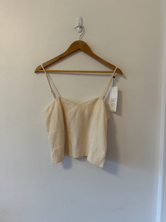 NWT Emerson Fry Linen Blend Cropped Smock Back Tank Top | Size Medium