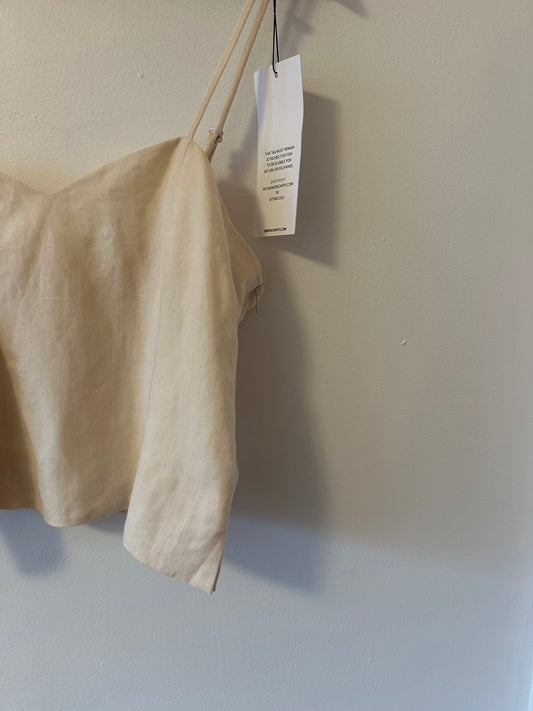 NWT Emerson Fry Linen Blend Cropped Smock Back Tank Top | Size Medium