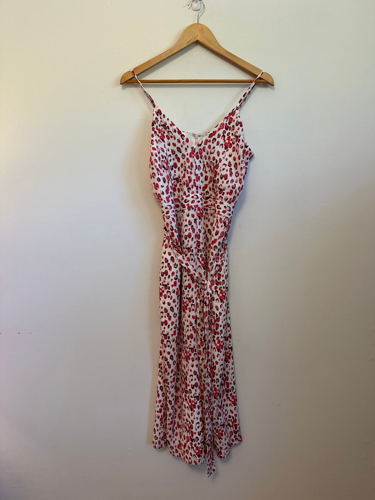 Banana Republic Red and Pink Leopard Print Wide Leg Jumpsuit | Size 4