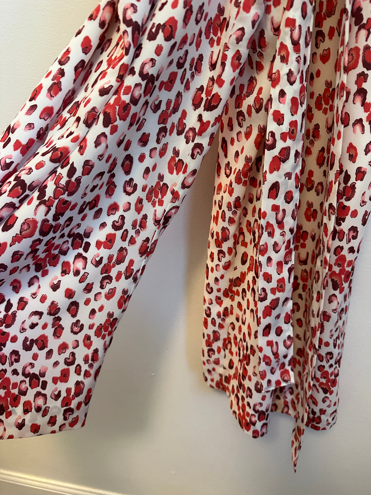 Banana Republic Red and Pink Leopard Print Wide Leg Jumpsuit | Size 4