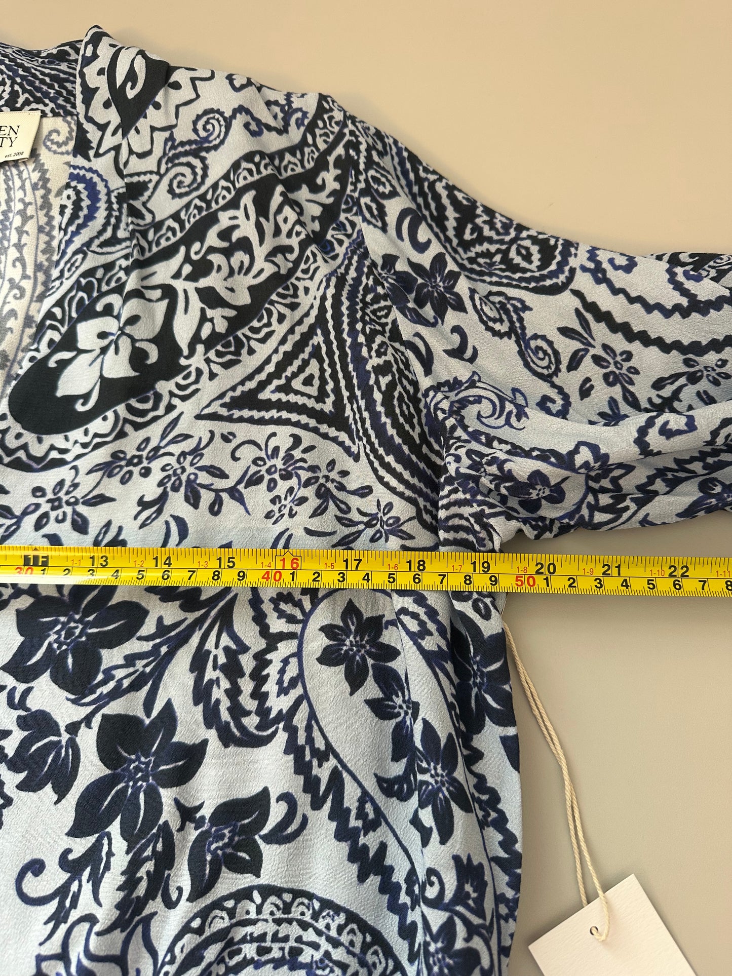 NWT Fifteen Twenty Scarlet Tie Front Blue Paisley Top | Size XS