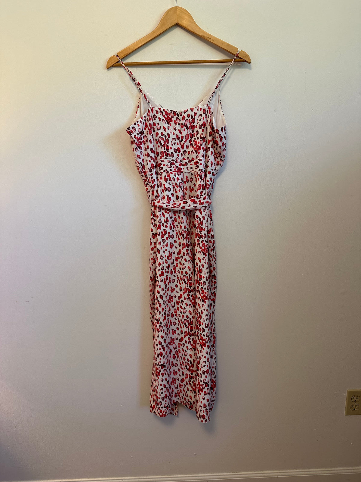 Banana Republic Red and Pink Leopard Print Wide Leg Jumpsuit | Size 4