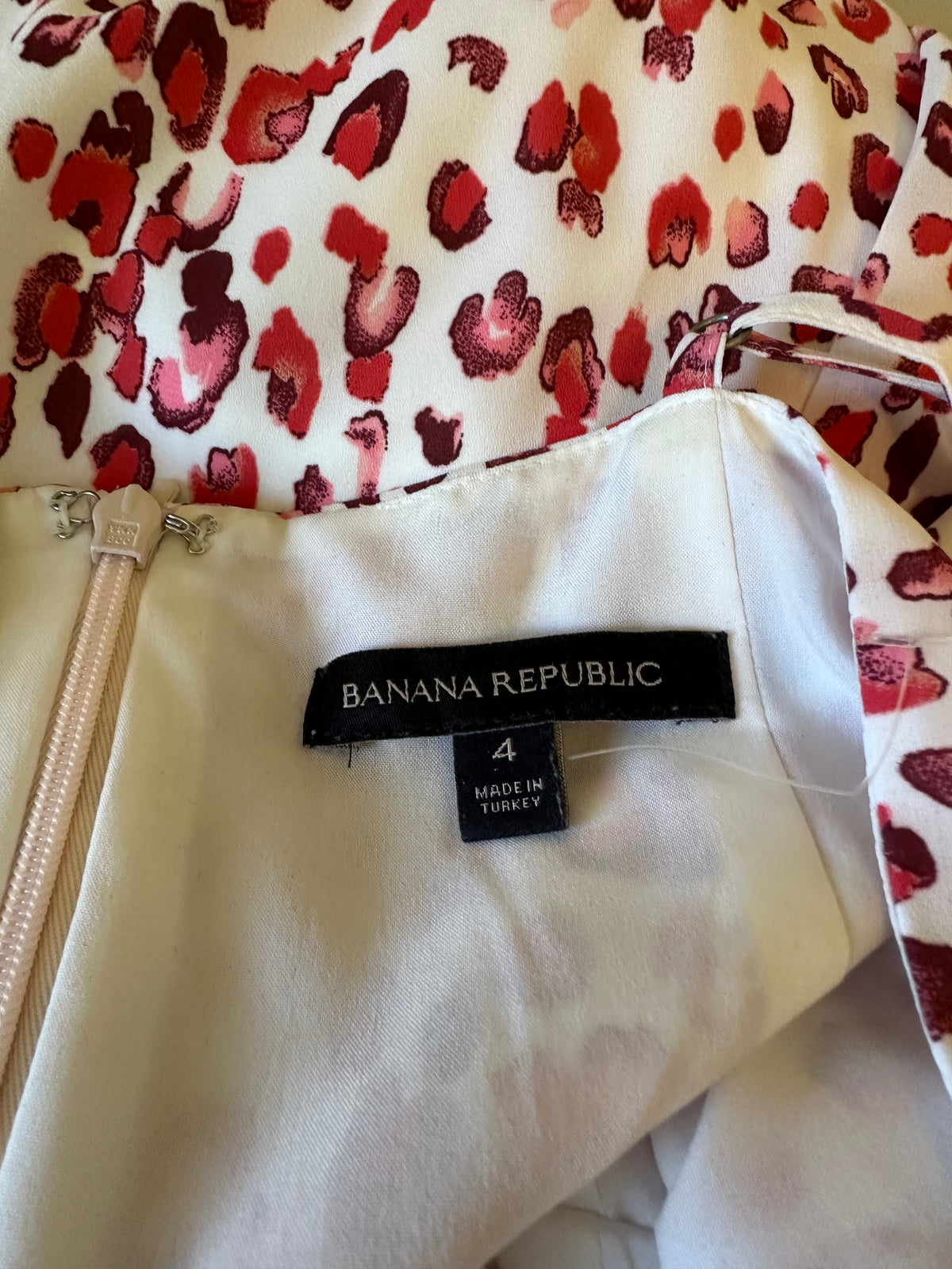 Banana Republic Red and Pink Leopard Print Wide Leg Jumpsuit | Size 4