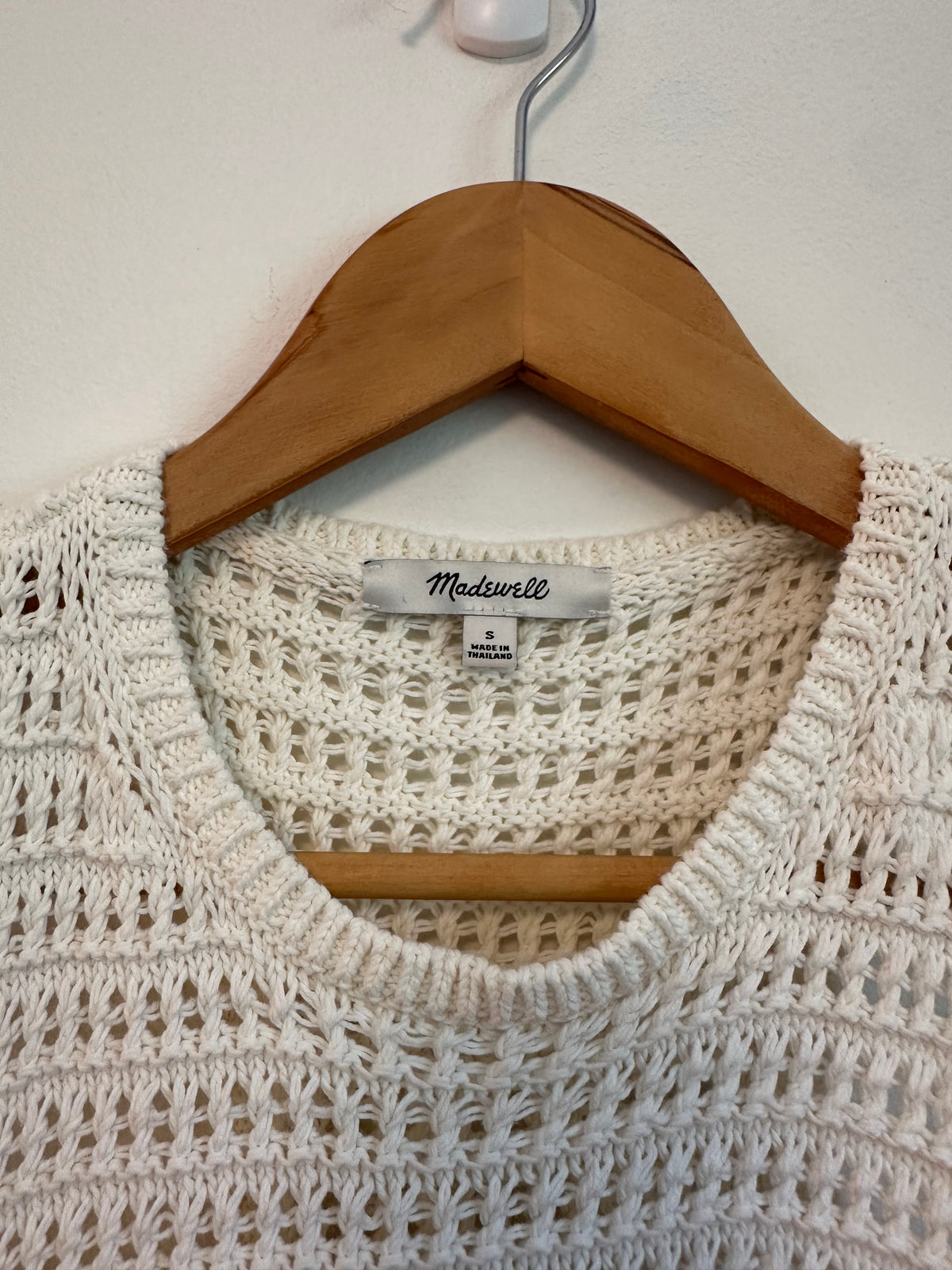 Madewell Ivory Cotton Open Knit Racerback Sweater Tank Top | Size Small