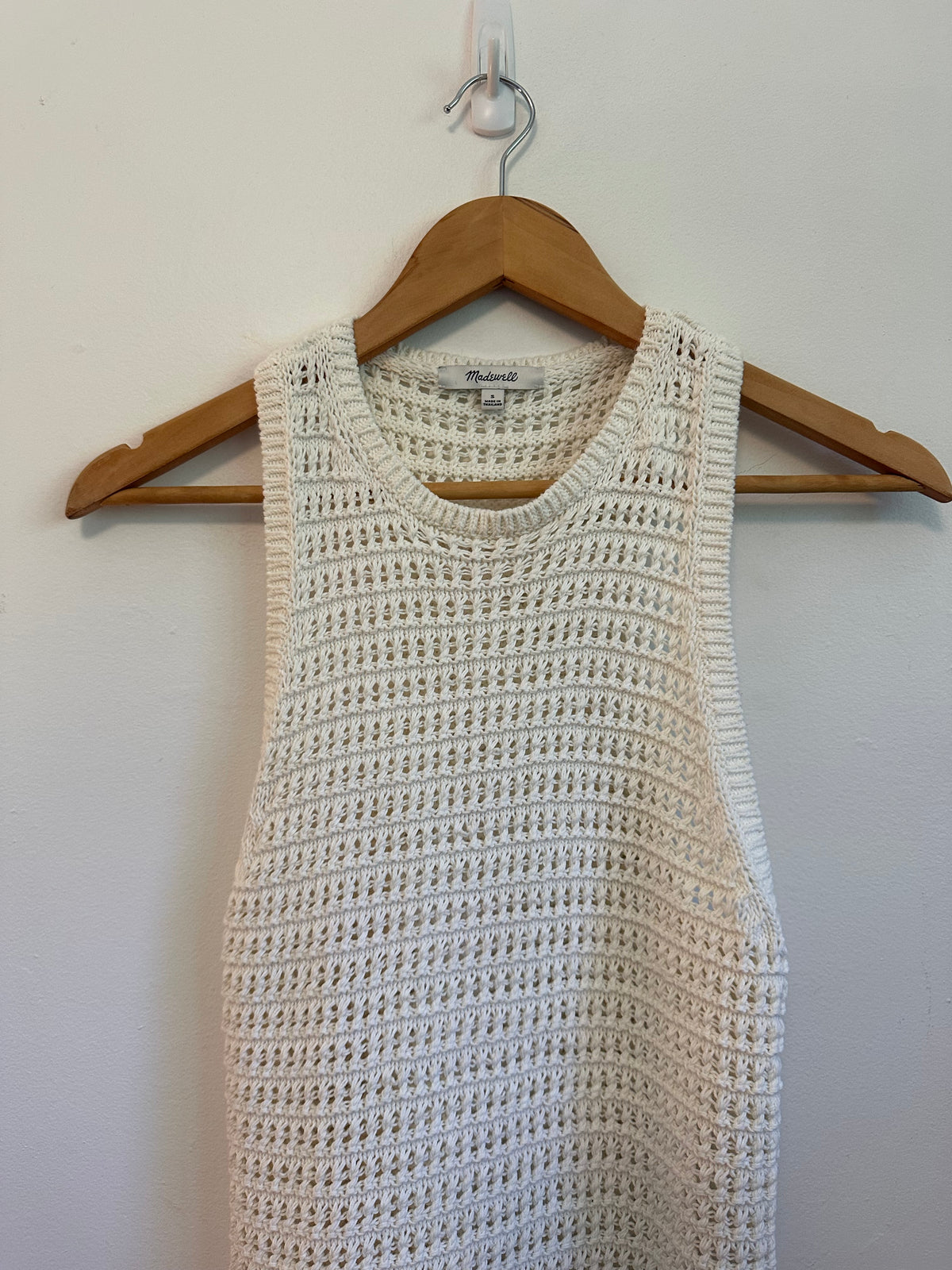 Madewell Ivory Cotton Open Knit Racerback Sweater Tank Top | Size Small