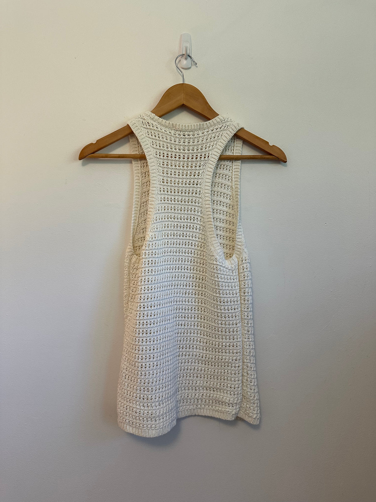 Madewell Ivory Cotton Open Knit Racerback Sweater Tank Top | Size Small