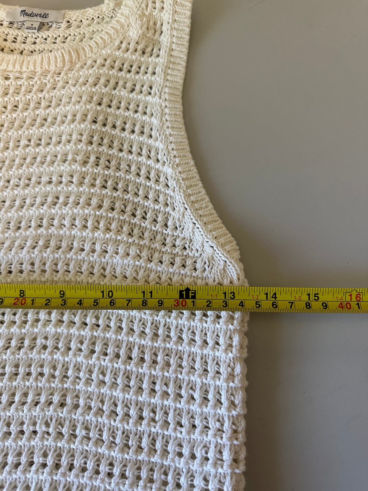 Madewell Ivory Cotton Open Knit Racerback Sweater Tank Top | Size Small