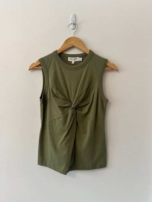 NWT Nation Los Angeles Neve Twist Front Tank Top in Matcha Green | Size XS