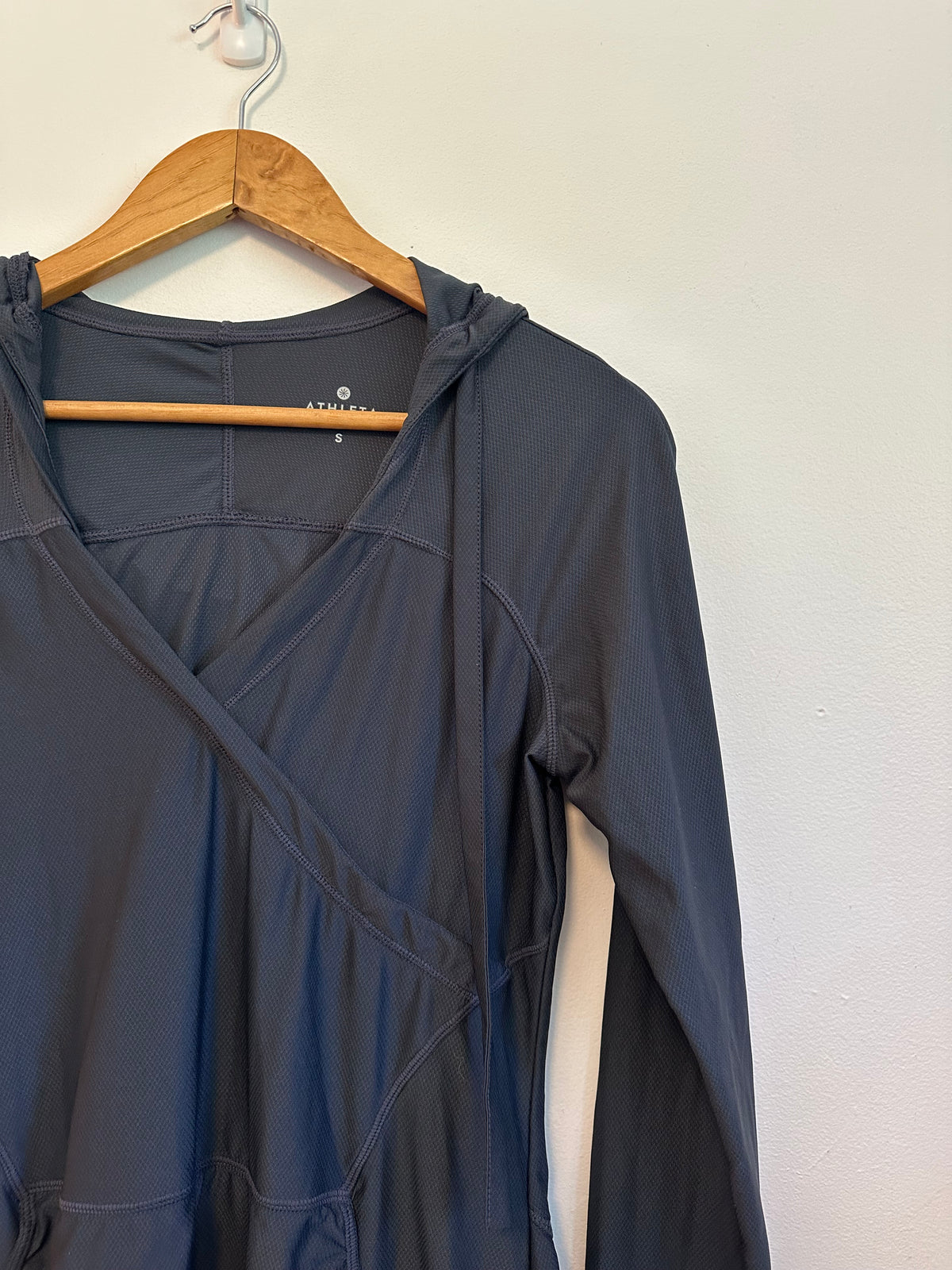 Athleta Gray Long Sleeve Hooded Swim Cover Up Dress with Pockets | Size Small