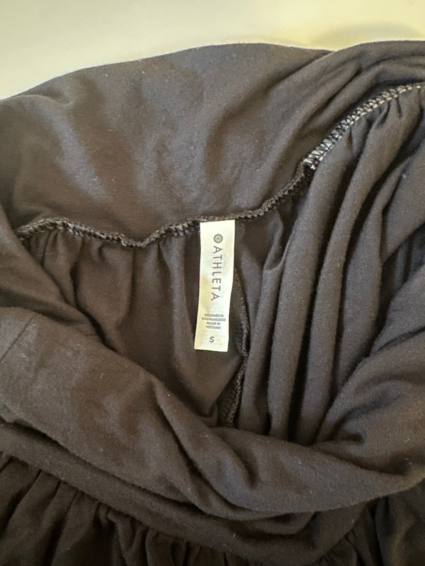 Athleta Black Wide Leg Fold Over Waist Knit Jersey Lounge Pants | Size Small