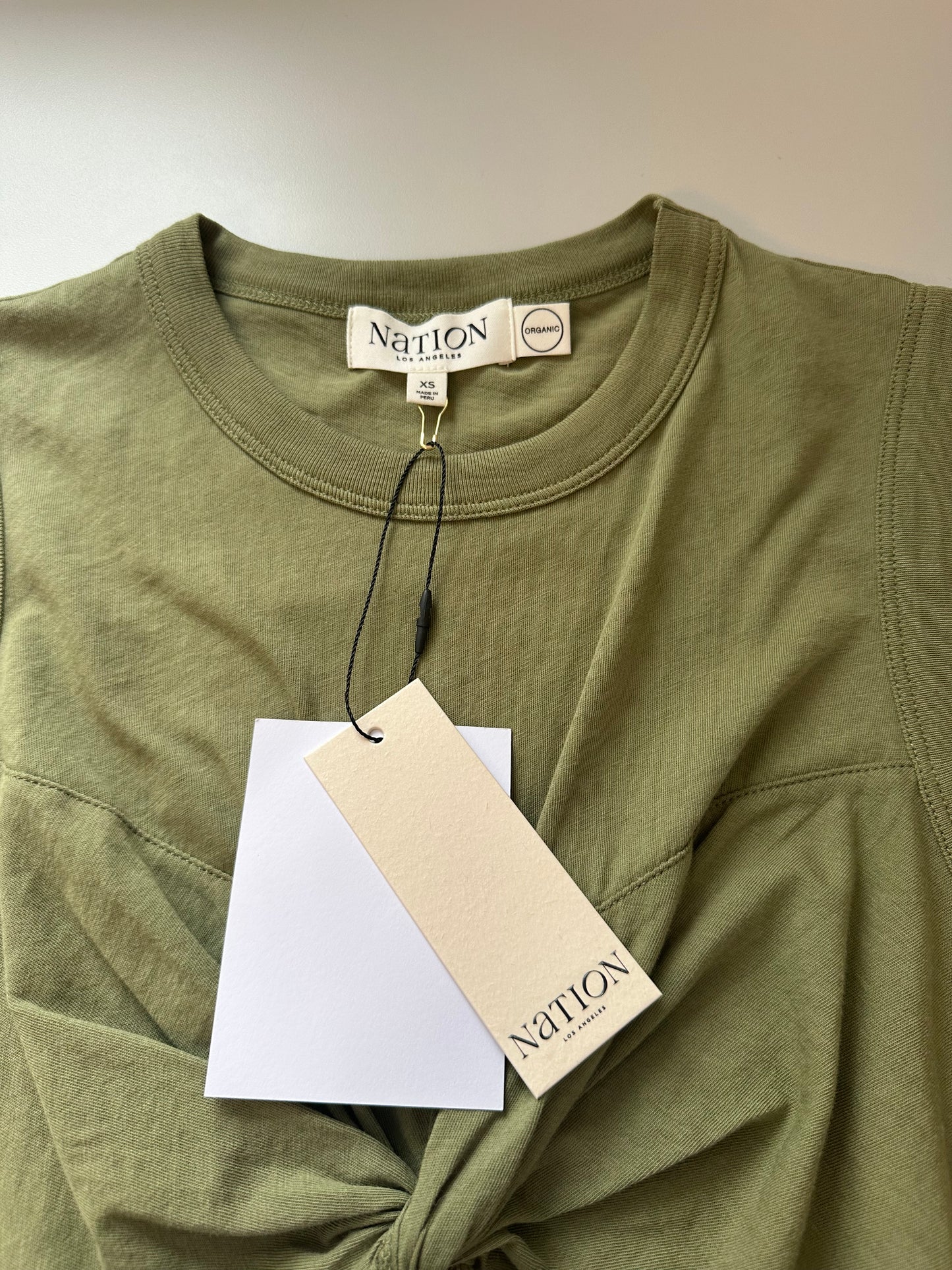 NWT Nation Los Angeles Neve Twist Front Tank Top in Matcha Green | Size XS