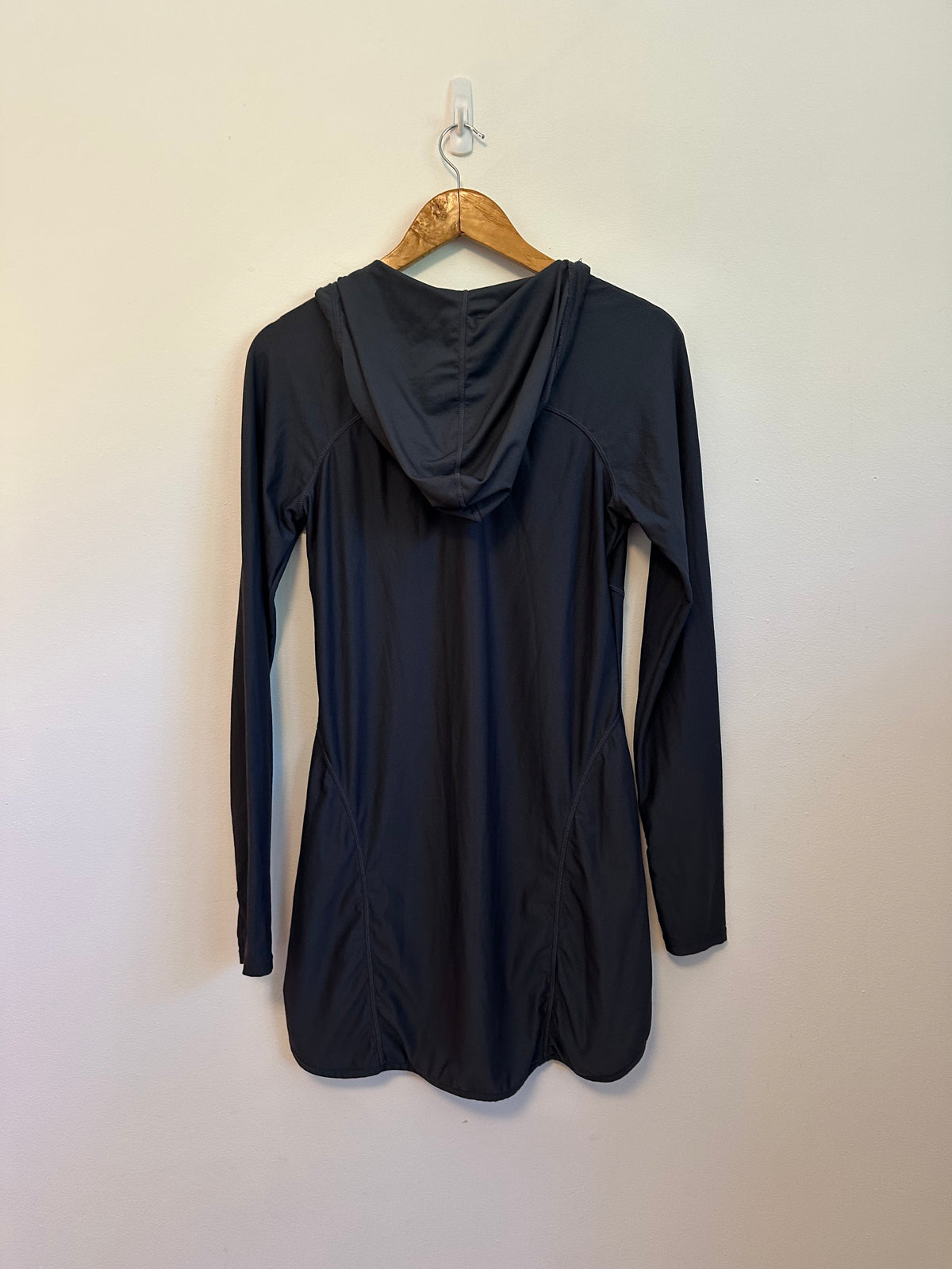 Athleta Gray Long Sleeve Hooded Swim Cover Up Dress with Pockets | Size Small