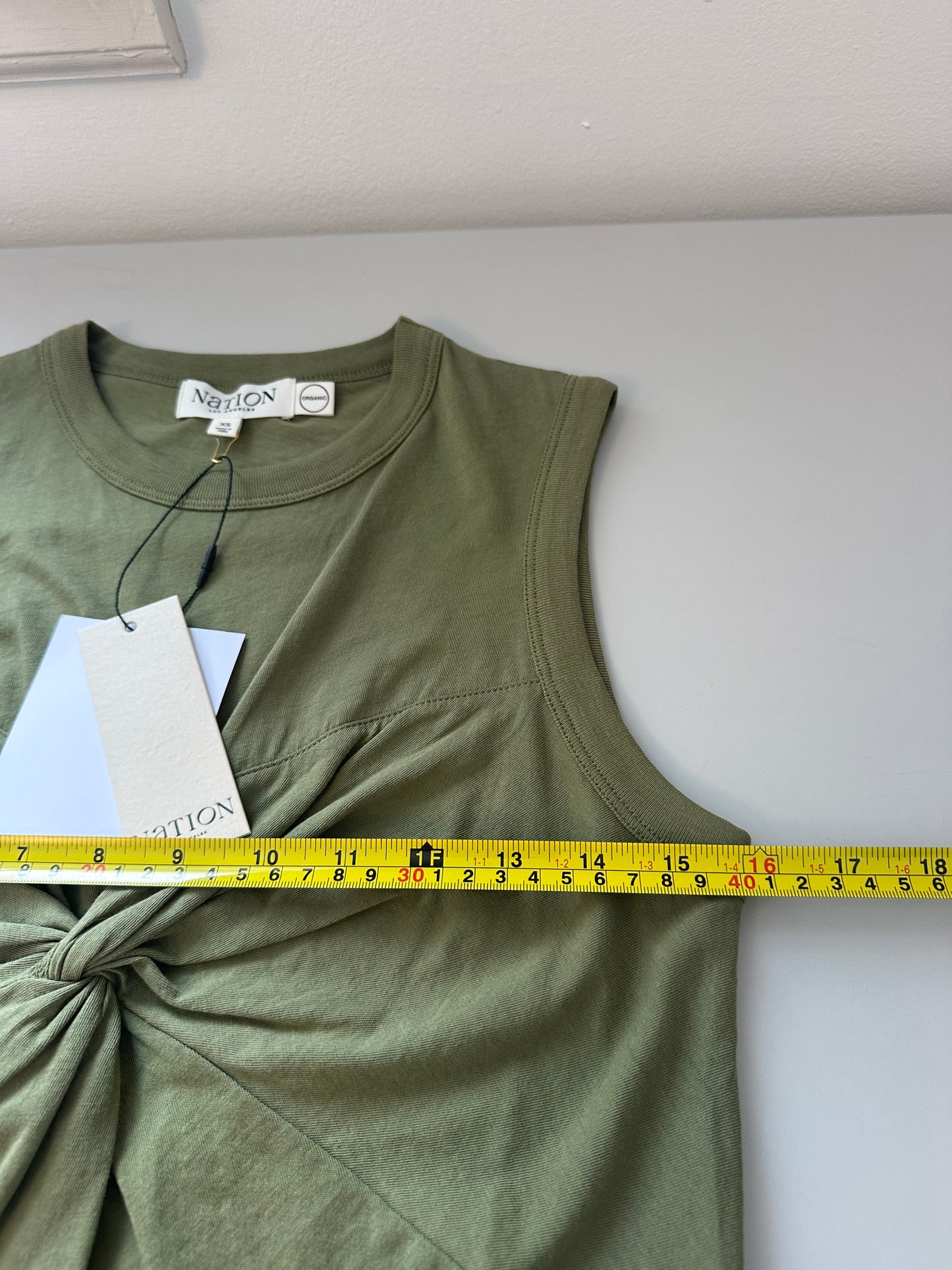 NWT Nation Los Angeles Neve Twist Front Tank Top in Matcha Green | Size XS