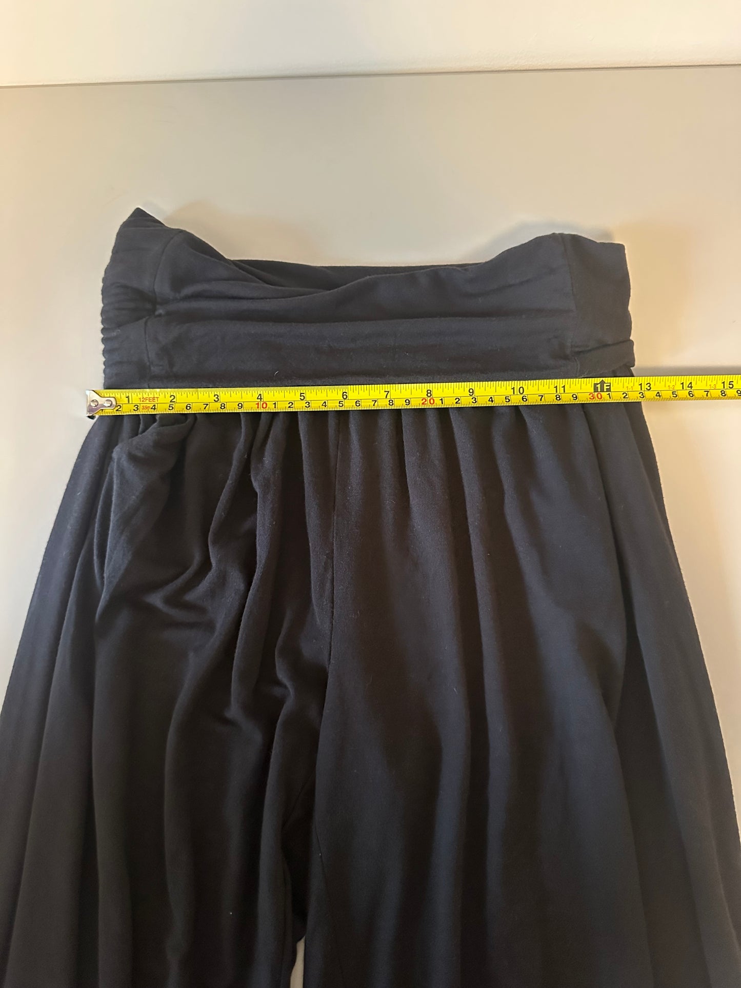 Athleta Black Wide Leg Fold Over Waist Knit Jersey Lounge Pants | Size Small