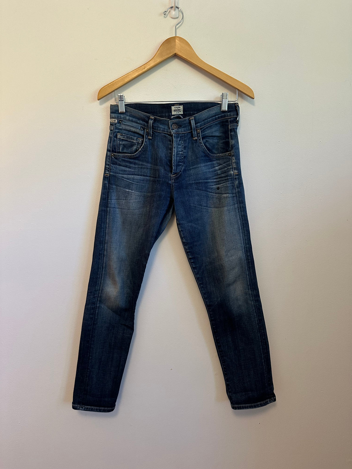 Citizens of Humanity Emerson Slim Boyfriend Jeans in Dark Wash Blue | Size 24
