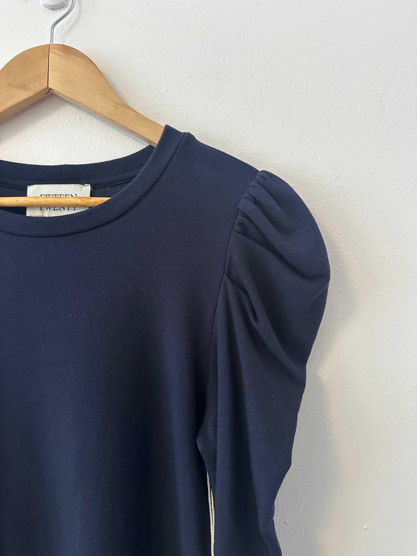 NWT Fifteen Twenty Navy Blue Puff Sleeve Long Sleeve Top | Size Small