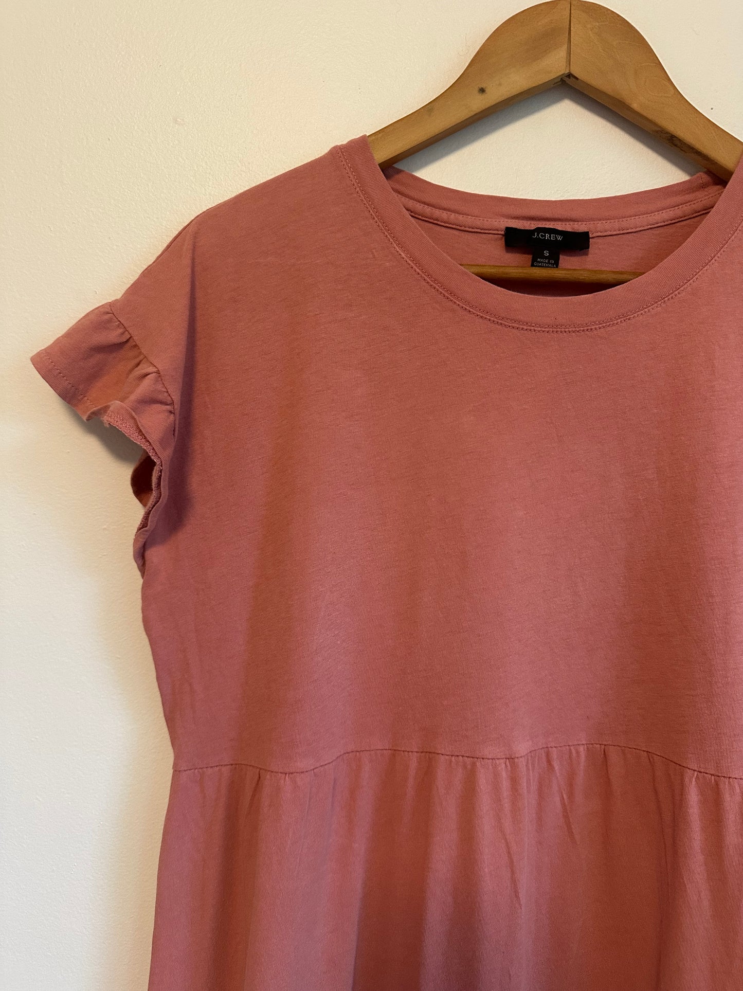 J. Crew Pink Cotton Tiered Ruffle Sleeve Mini Dress | Size Small
