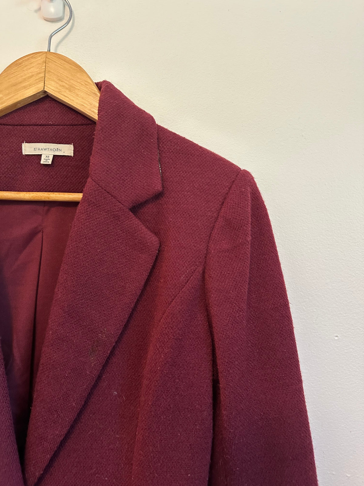 41 Hawthorn Burgundy Knit Blazer Jacket with Elbow Patches | Size XS