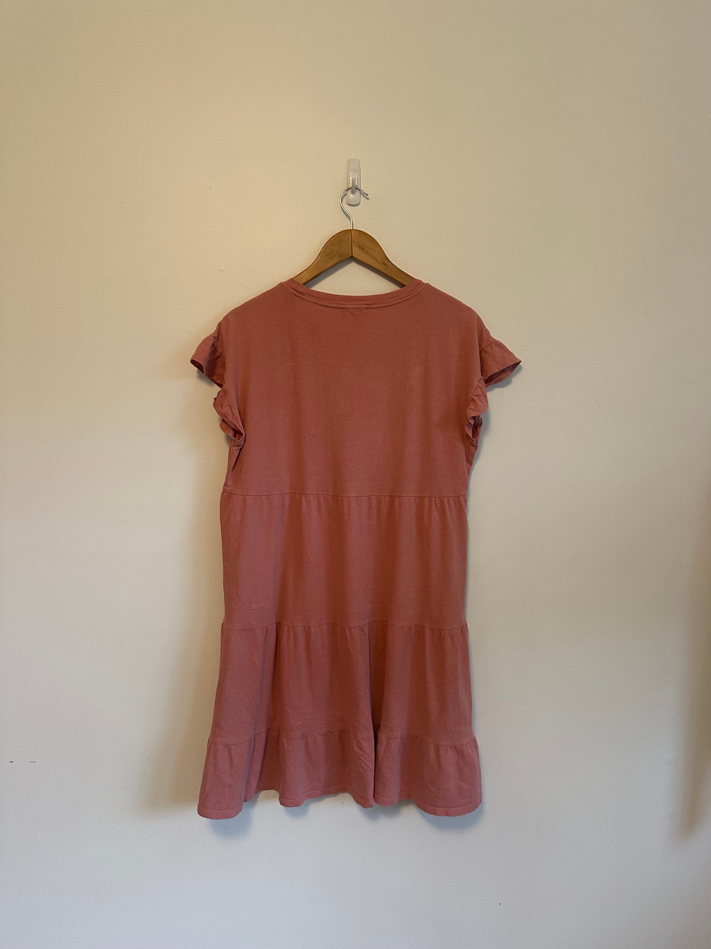 J. Crew Pink Cotton Tiered Ruffle Sleeve Mini Dress | Size Small