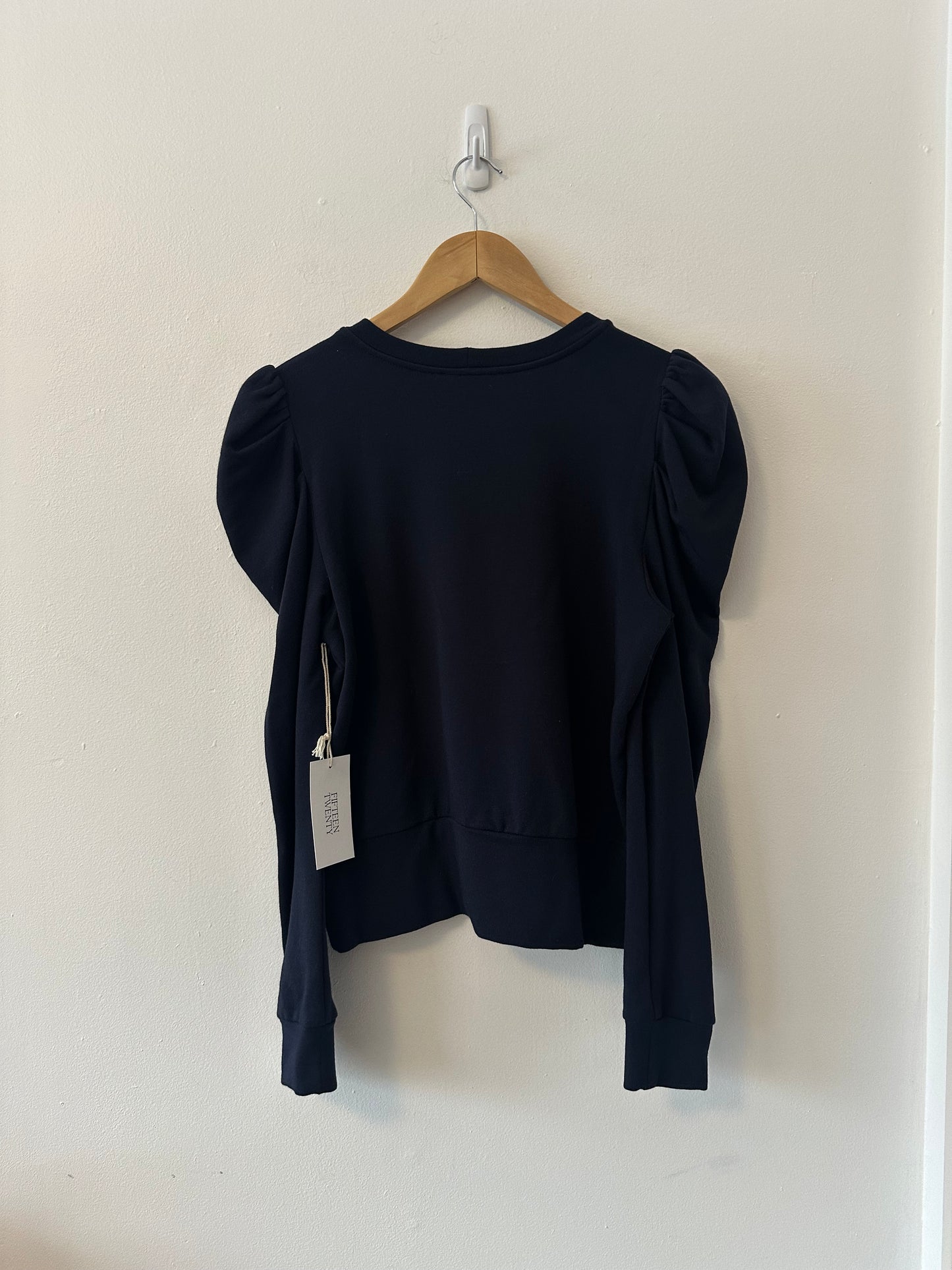 NWT Fifteen Twenty Navy Blue Puff Sleeve Long Sleeve Top | Size Small