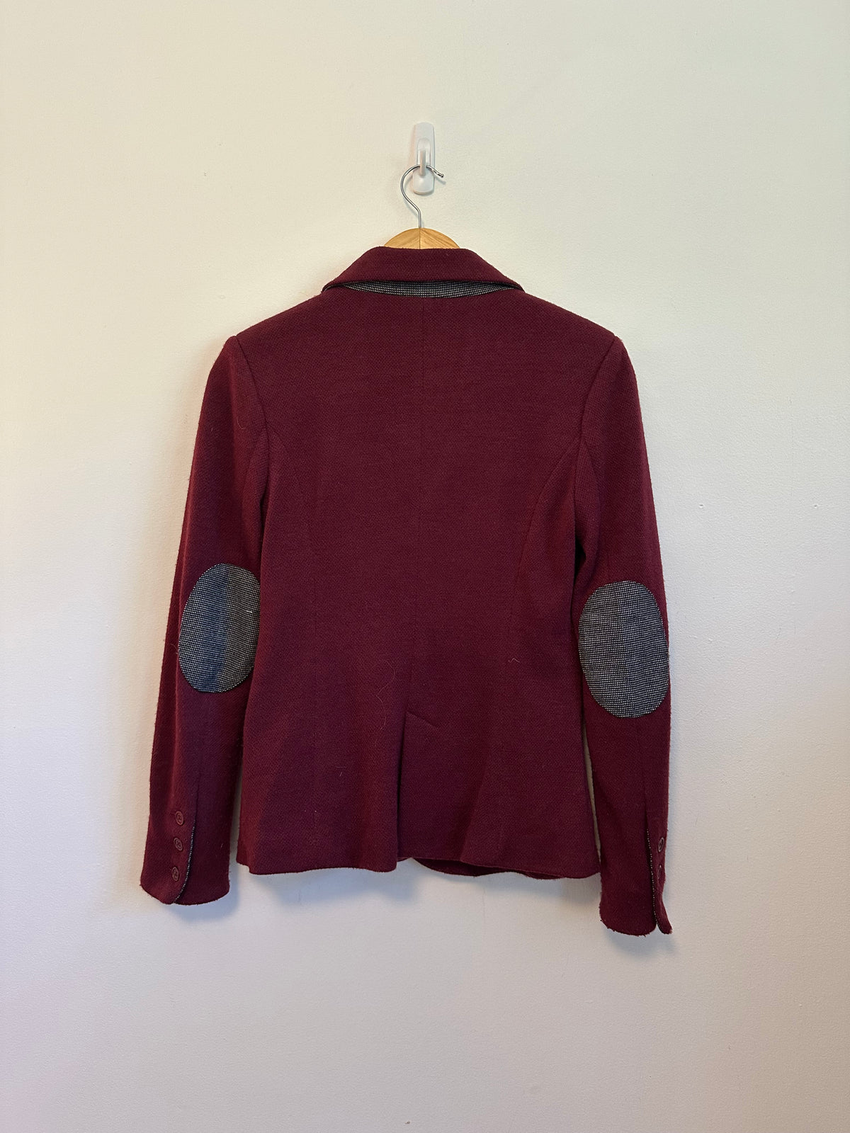 41 Hawthorn Burgundy Knit Blazer Jacket with Elbow Patches | Size XS