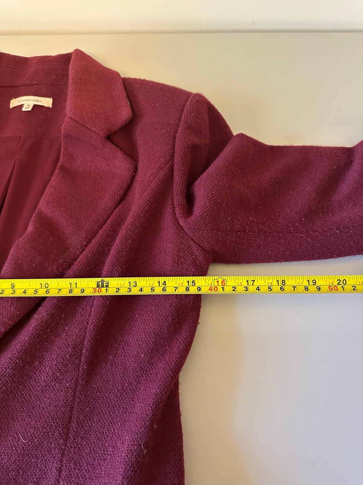 41 Hawthorn Burgundy Knit Blazer Jacket with Elbow Patches | Size XS