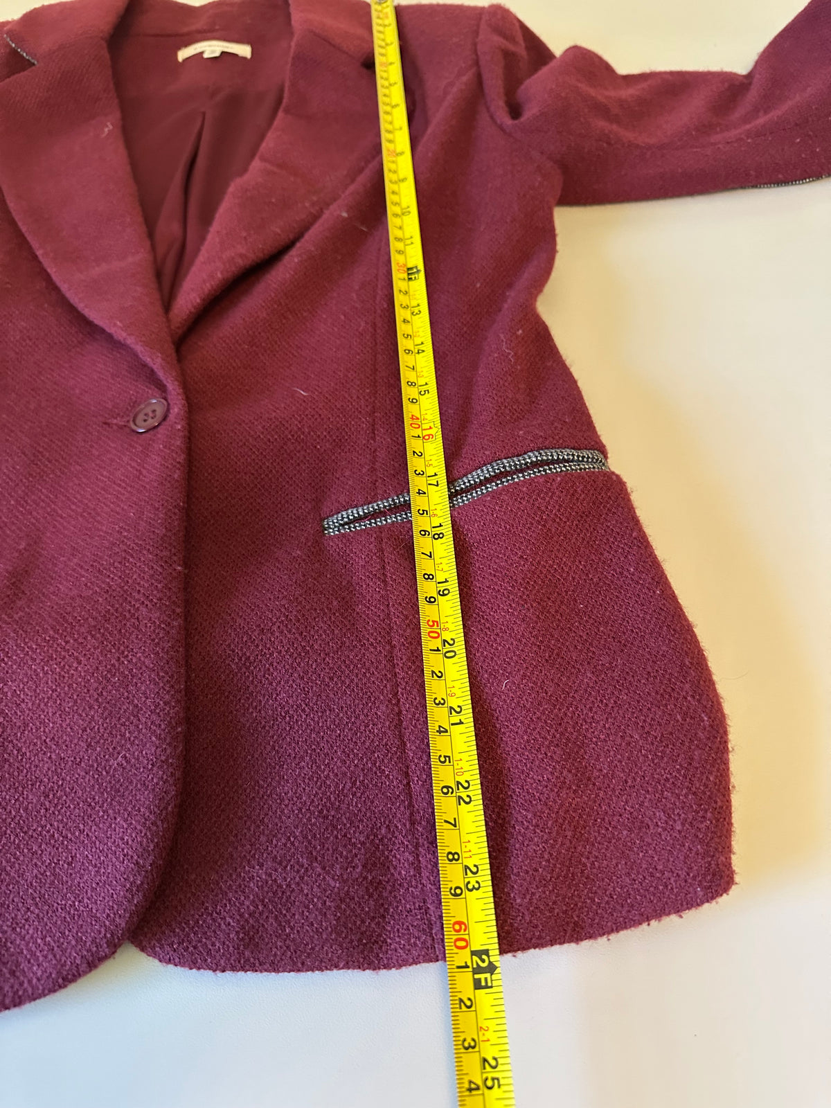 41 Hawthorn Burgundy Knit Blazer Jacket with Elbow Patches | Size XS