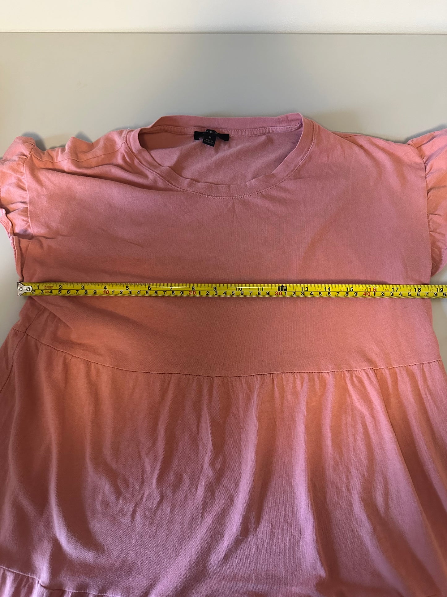 J. Crew Pink Cotton Tiered Ruffle Sleeve Mini Dress | Size Small