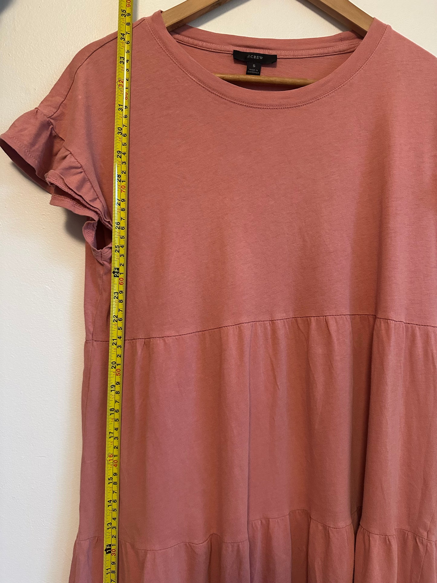 J. Crew Pink Cotton Tiered Ruffle Sleeve Mini Dress | Size Small