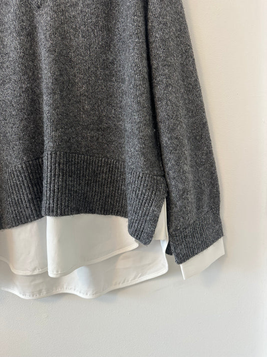 NWT Fifteen Twenty Carrie Mixed Media Sweater in Charcoal Gray | Size Large