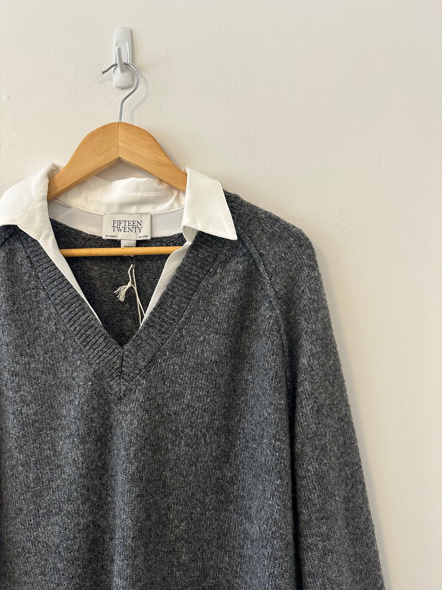 NWT Fifteen Twenty Carrie Mixed Media Sweater in Charcoal Gray | Size Large