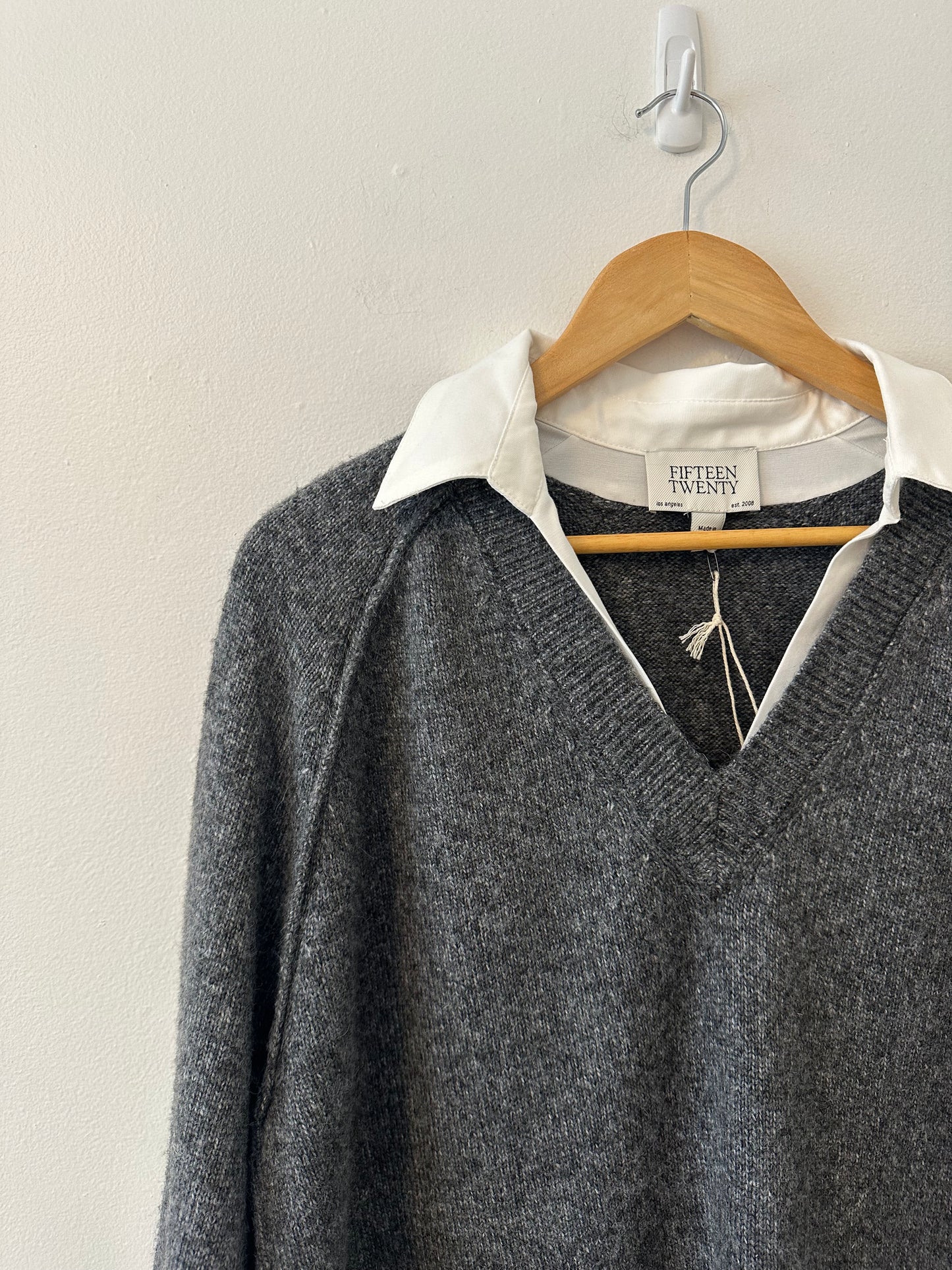 NWT Fifteen Twenty Carrie Mixed Media Sweater in Charcoal Gray | Size Large