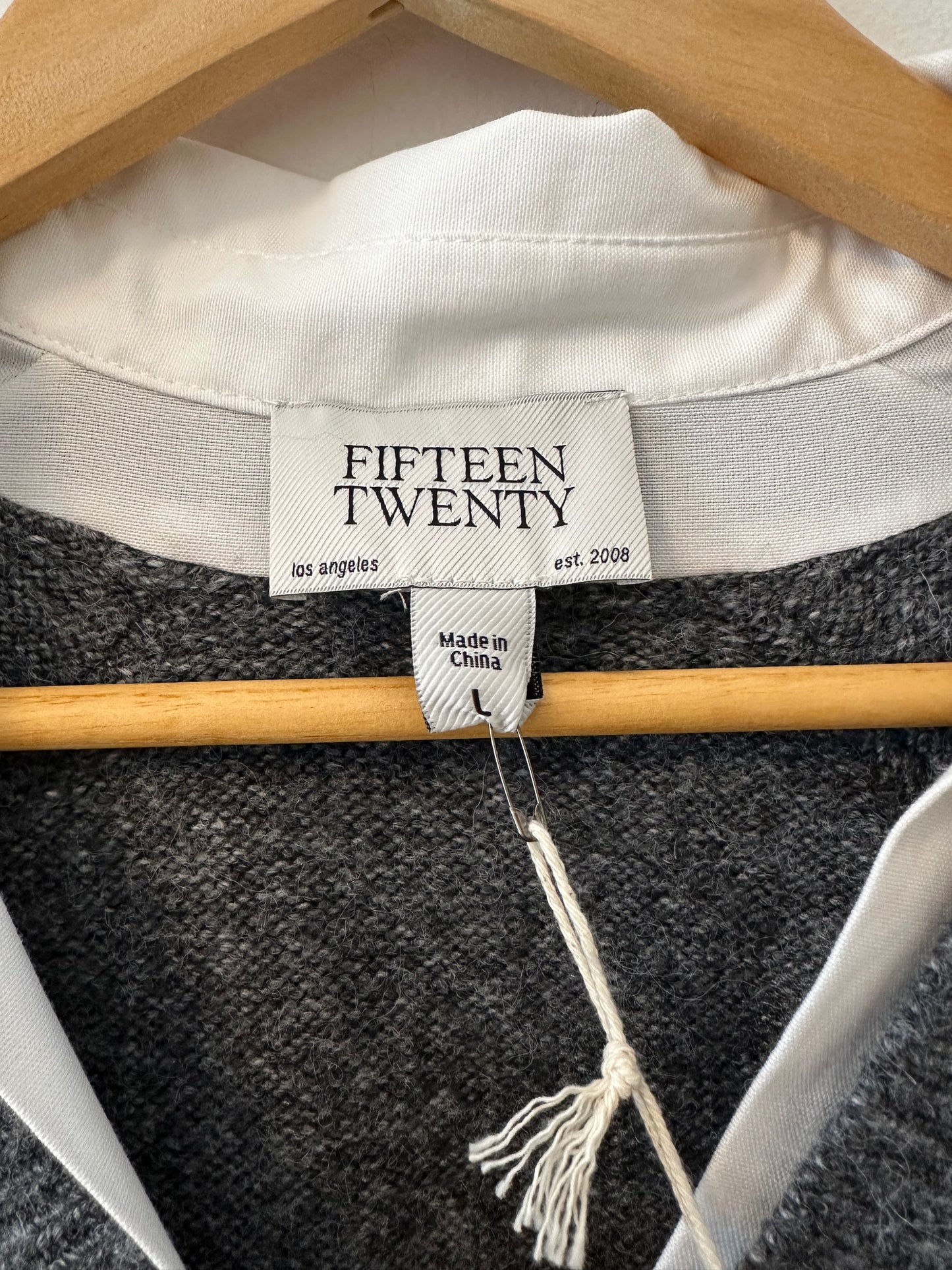 NWT Fifteen Twenty Carrie Mixed Media Sweater in Charcoal Gray | Size Large