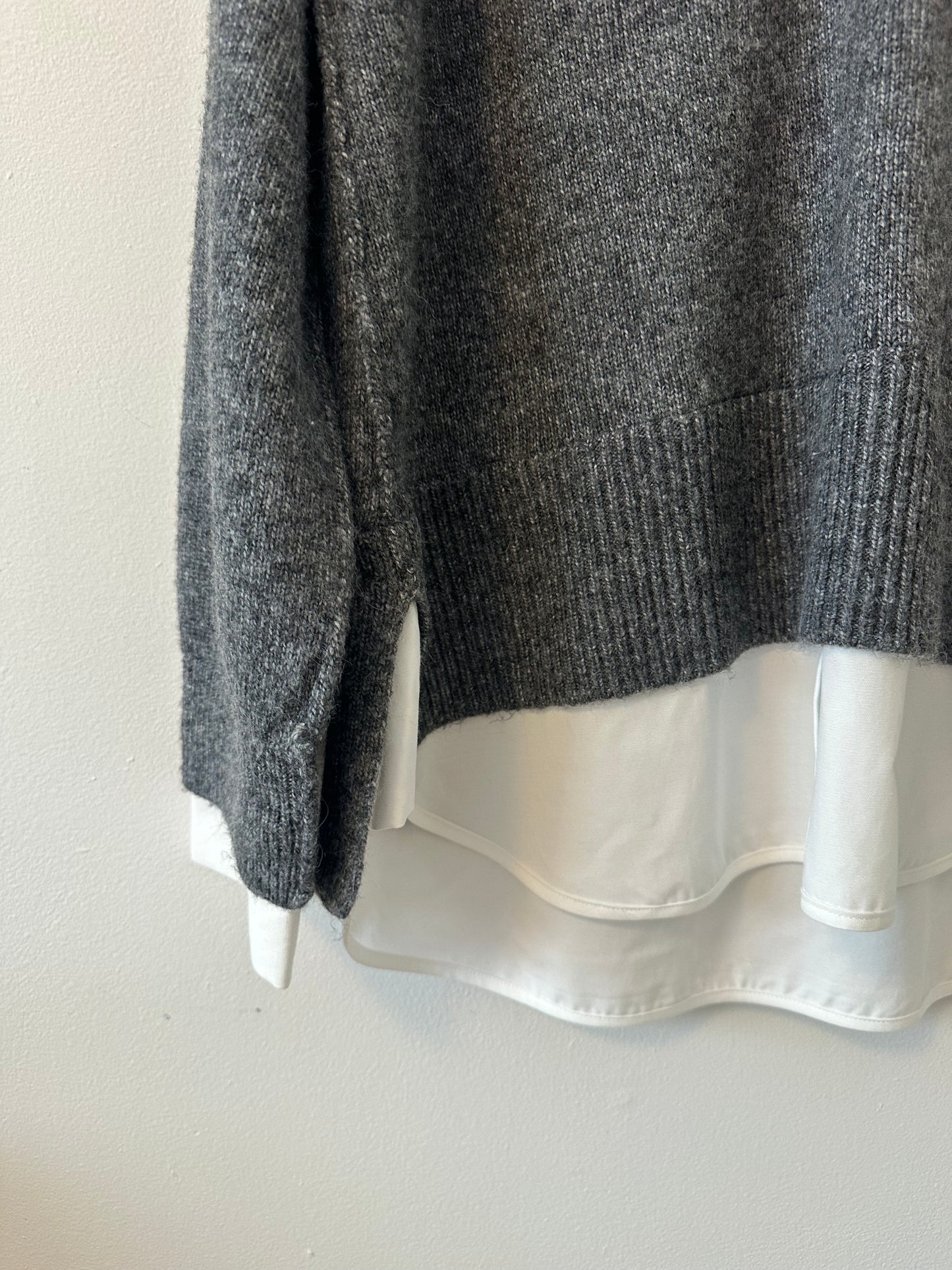 NWT Fifteen Twenty Carrie Mixed Media Sweater in Charcoal Gray | Size Large