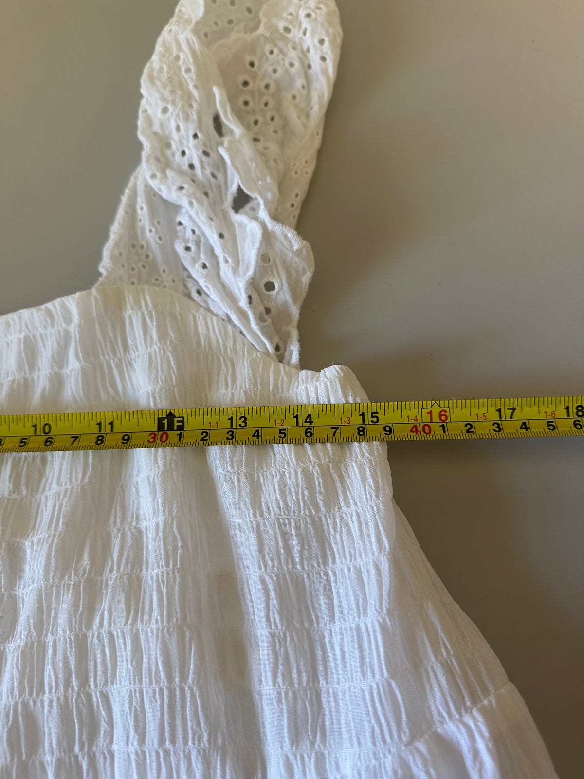 Lush White Eyelet Flutter Sleeve Tiered Midi Dress | Size Small