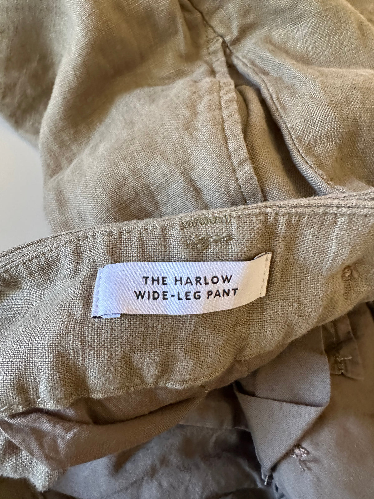 Madewell The Harlow Wide-Leg 100% Linen Olive Green Pants | Size 4P