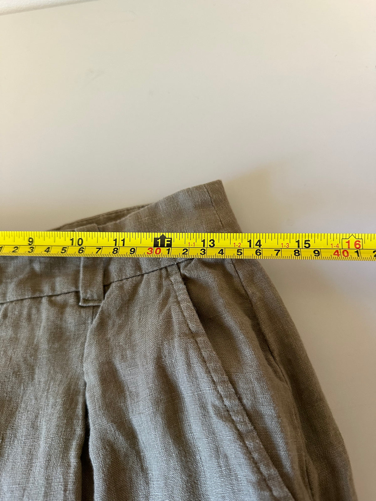 Madewell The Harlow Wide-Leg 100% Linen Olive Green Pants | Size 4P