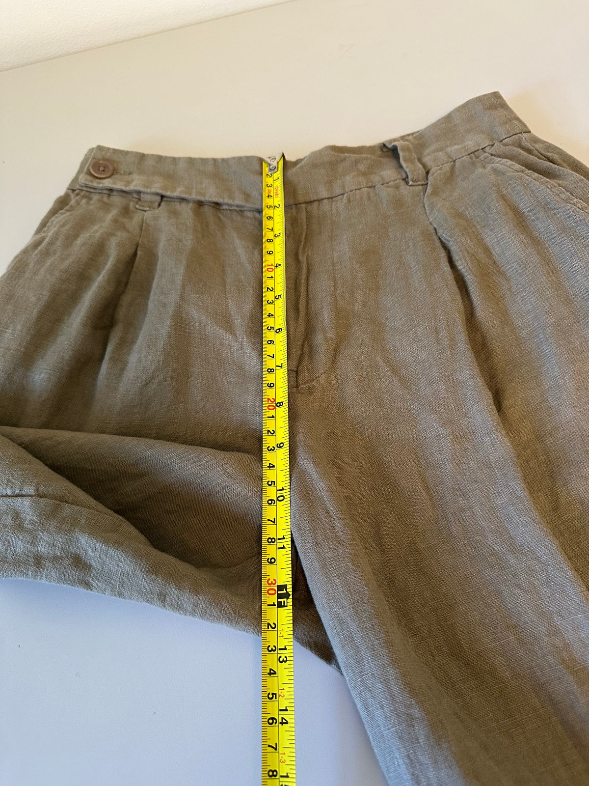 Madewell The Harlow Wide-Leg 100% Linen Olive Green Pants | Size 4P
