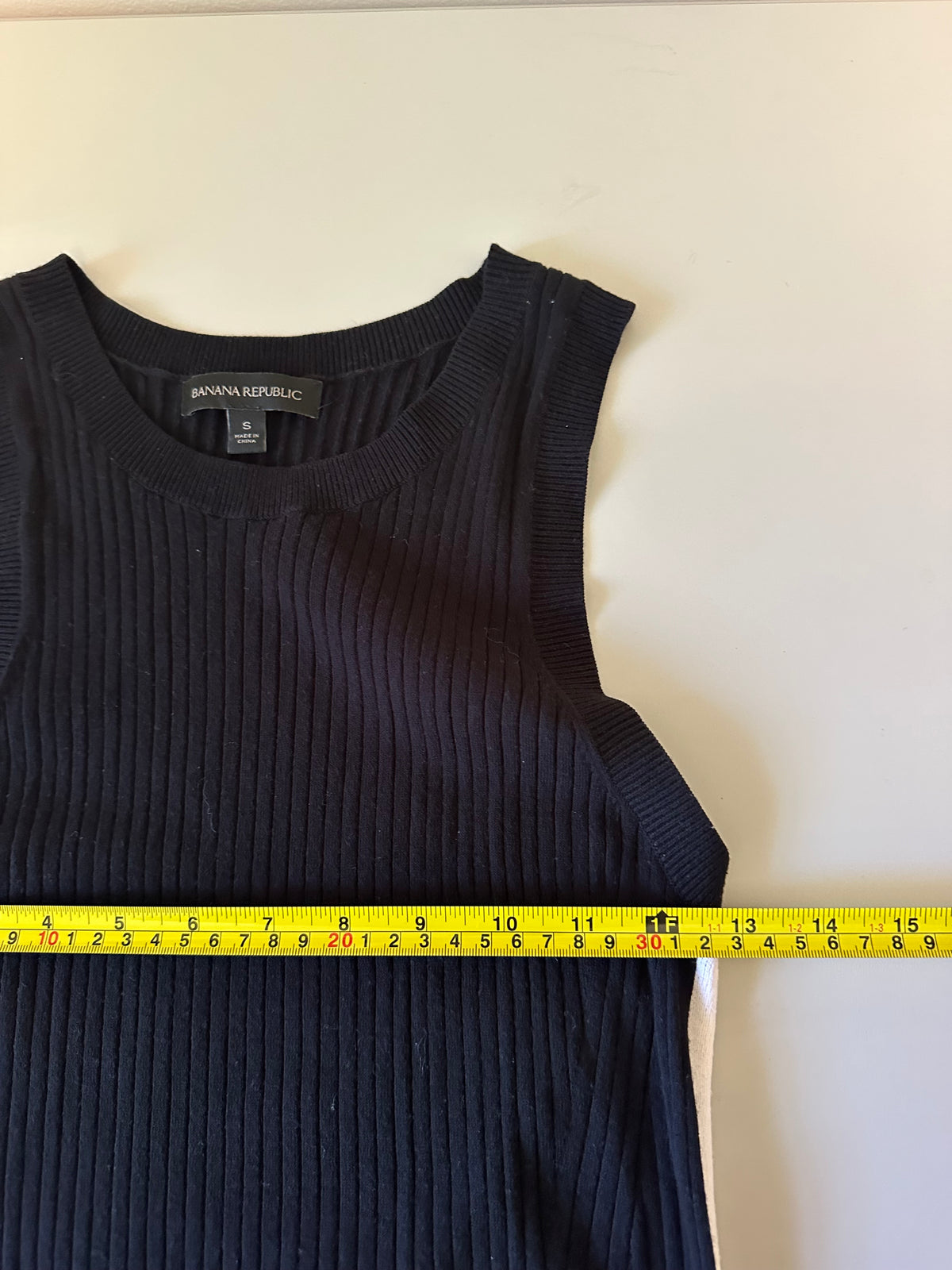 Banana Republic Black Ribbed Knit Sleeveless Side Stripe Midi Dress | Size Small