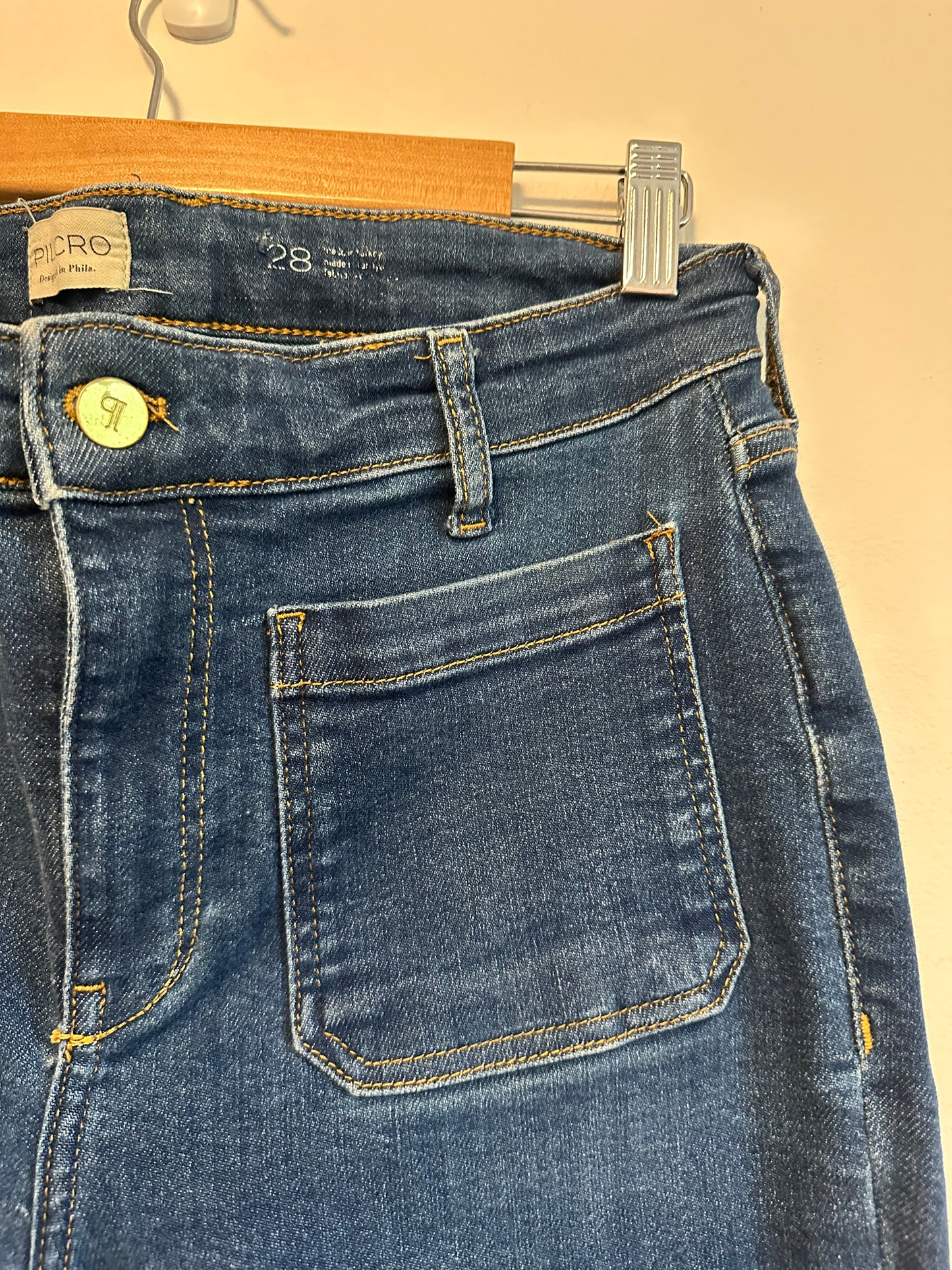 Pilcro Patch Pocket Flare Jeans | Size 28