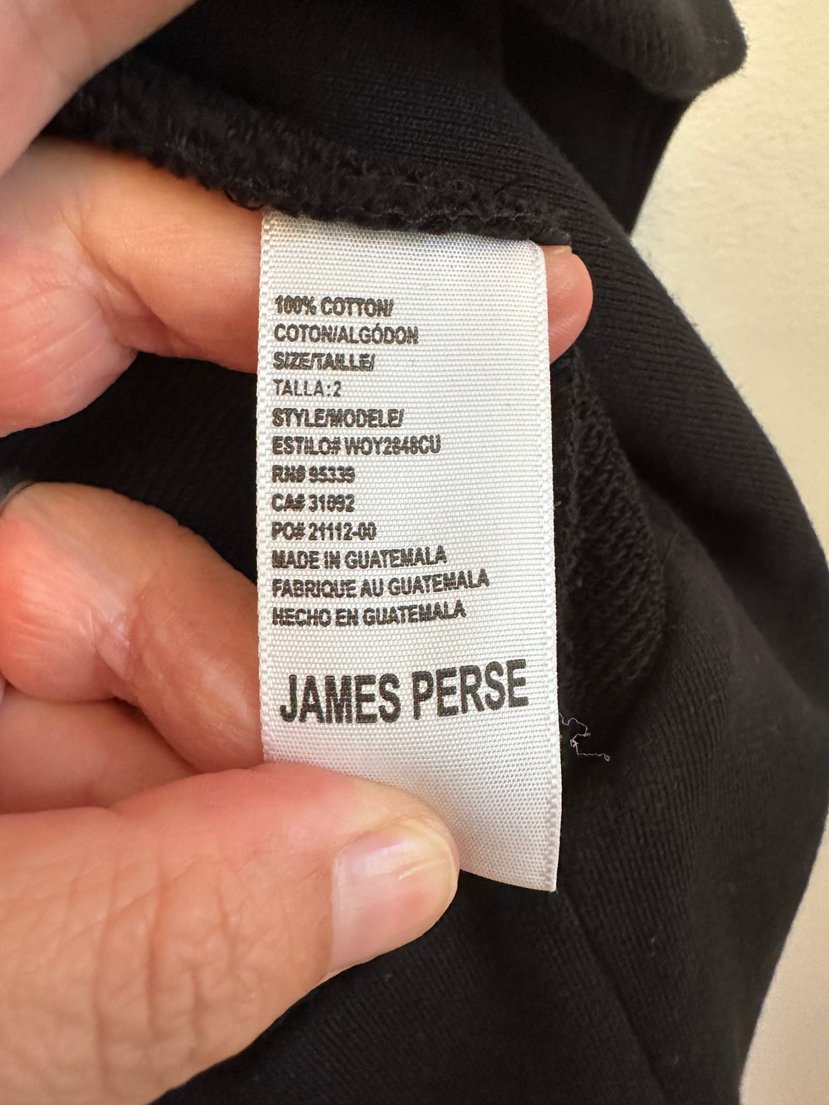 James Perse Black Cotton Shawl Collar Open Cardigan Sweatshirt | Size 2 (M)