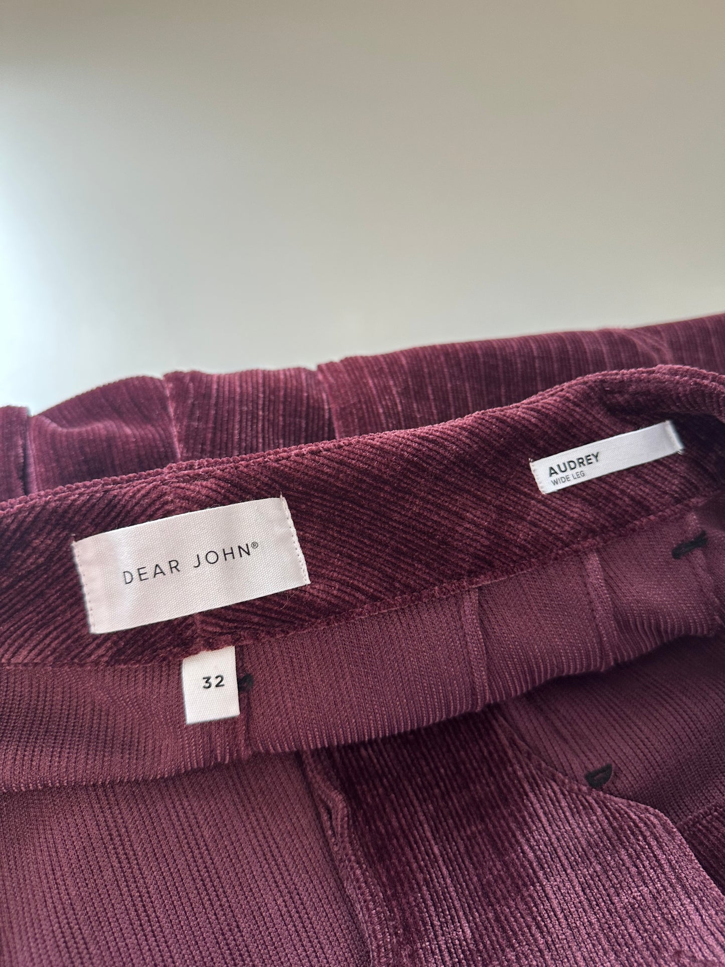 NWT Dear John Wide Leg Patch Pocket Corduroy Pants in Fig | Size 32