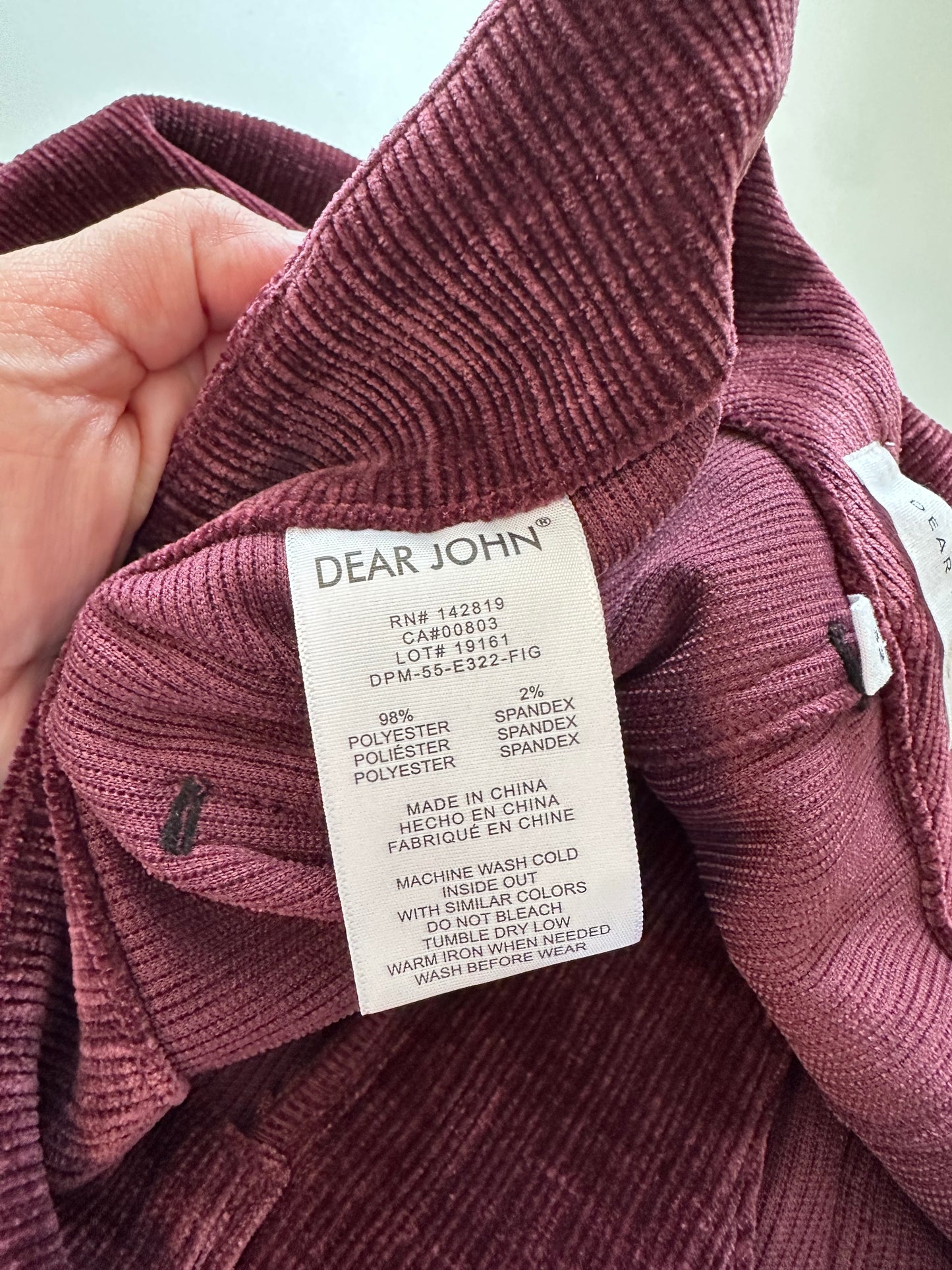 NWT Dear John Wide Leg Patch Pocket Corduroy Pants in Fig | Size 32