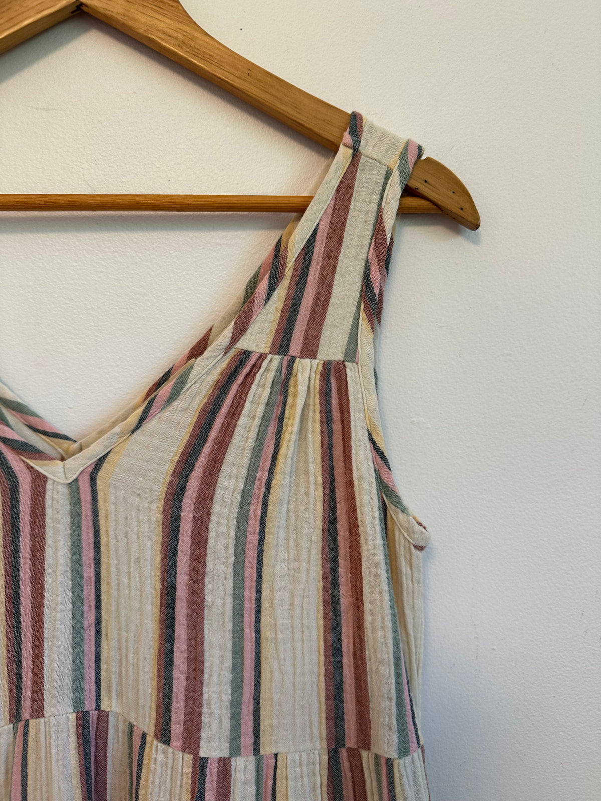 Marine Layer Striped Double Gauze Tiered Midi Dress | Size Small