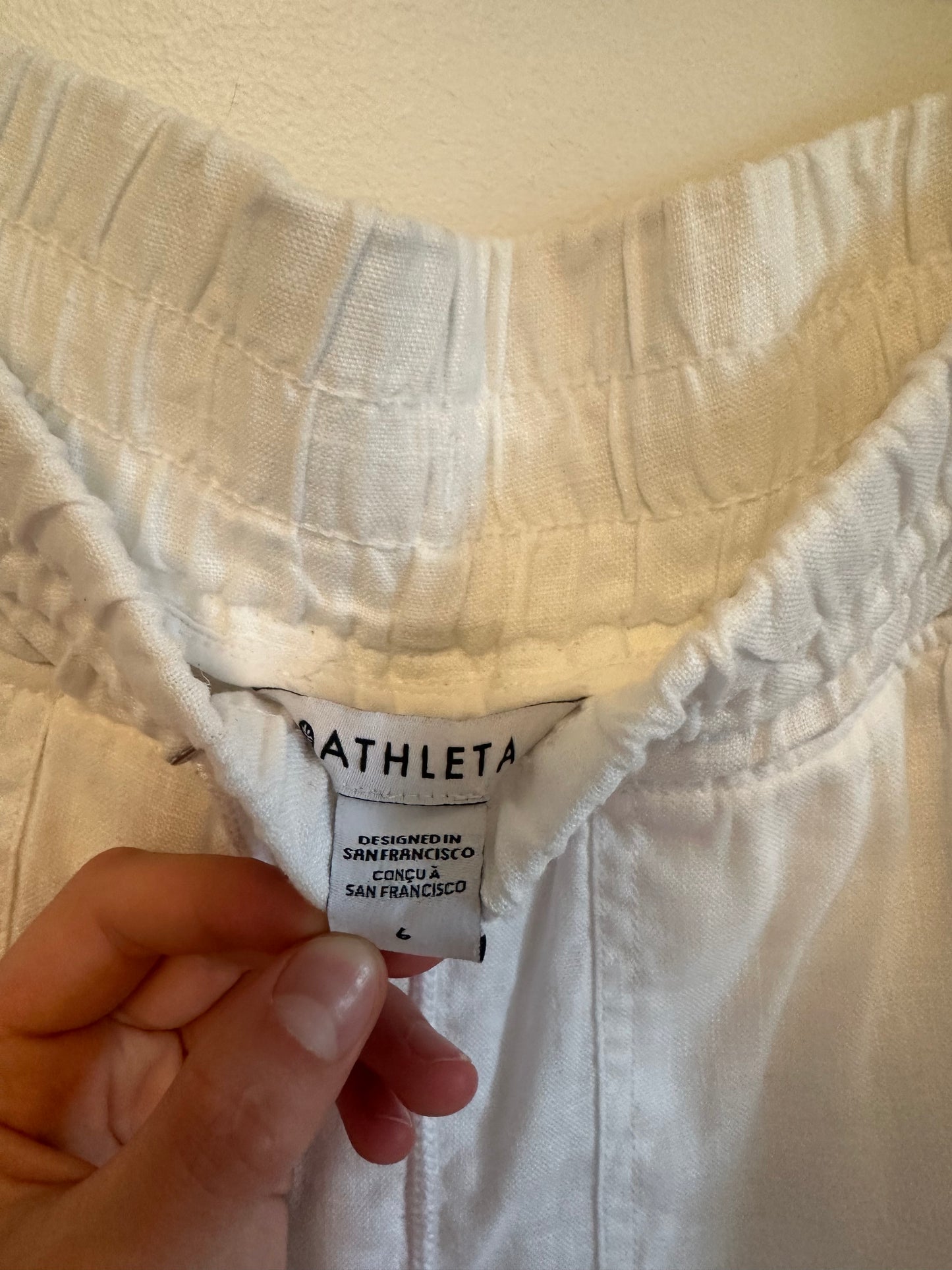 Athleta Cabo White Linen Jogger Pants | Size 6